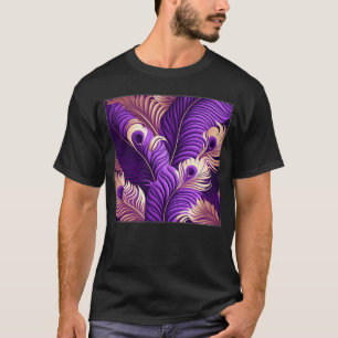 Camiseta Cute Purple Peacock Feathers Ilustracion Birds Wo