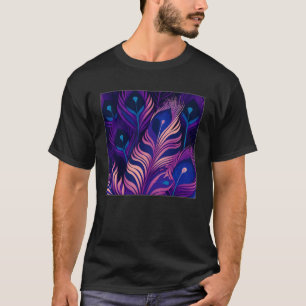 Camiseta Cute Purple Peacock Feathers Ilustracion Birds Wo