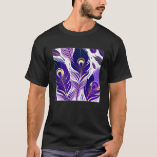 Camiseta Cute Purple Peacock Feathers Ilustracion Birds Wo