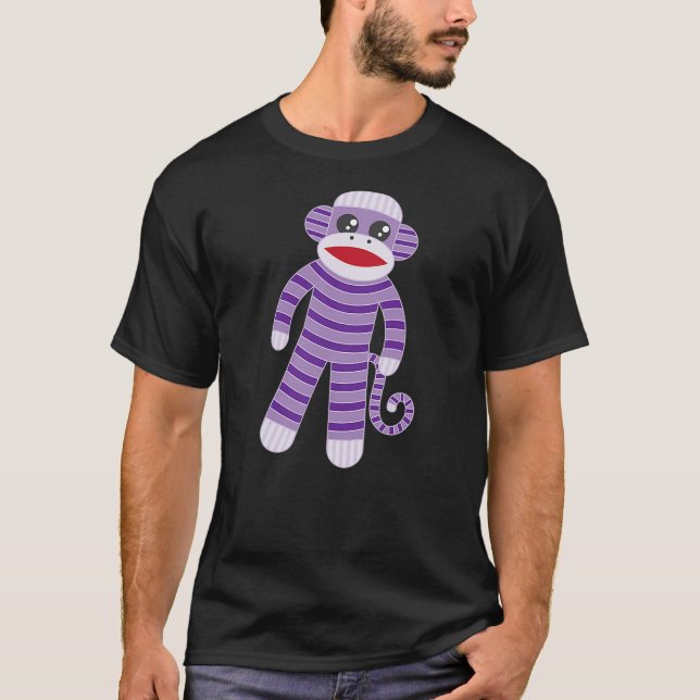 Camiseta Cute Purple Striped Sock Monkey (Anverso)