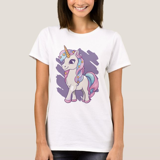 Camiseta Cute Purple Unicorn (Anverso)