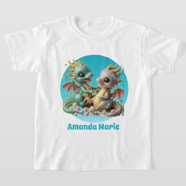 Camiseta Cute purpurinas  dragones agregar nombres chicas (Distribución)