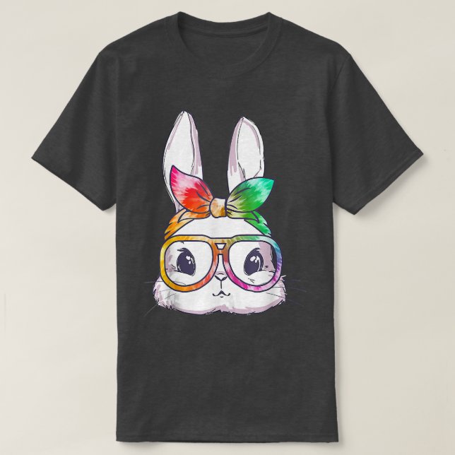 Camiseta Cute Rabbit Bunny Face Leopard Glasses Headband Ea (Diseño del anverso)