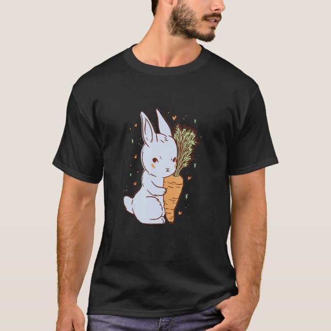 Camiseta Cute rabbit that hugs a carrot with hearts (Anverso)
