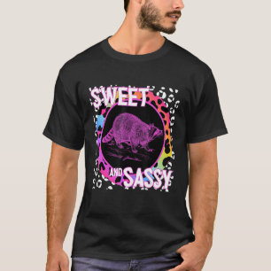 Camiseta Cute Raccoon 90 Nostalgia Leopardo Arcoiris Imprim