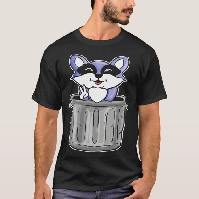 Camiseta Cute raccoon animal friend  with raccoon (Anverso)