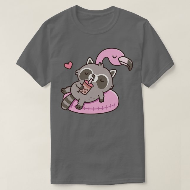 Camiseta Cute Raccoon g en el flotador de la piscina Flamin (Diseño del anverso)