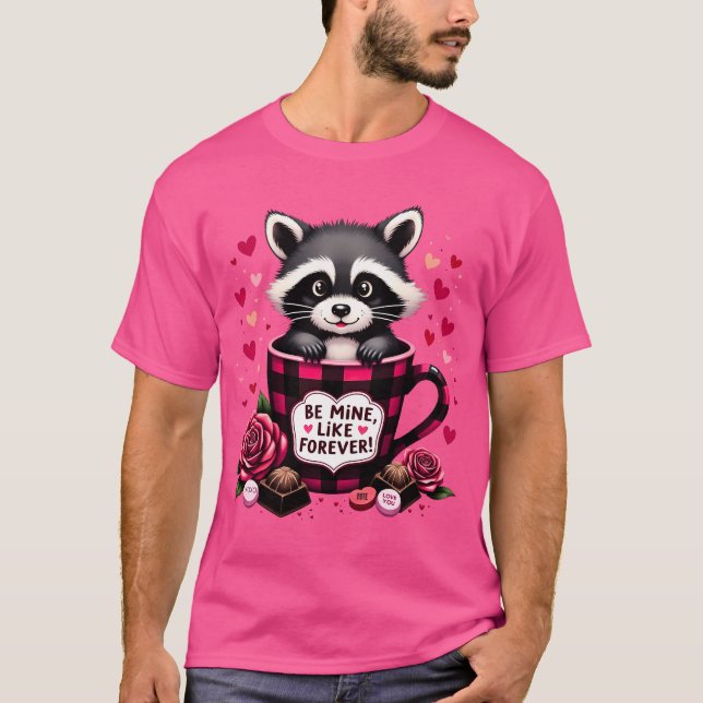 Camiseta Cute Raccoon Valentine Buffalo Testético (Anverso)