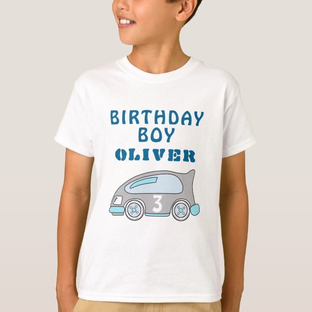 Camiseta Cute Race Car Blue Birday Boy invitado de honor (Anverso)