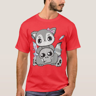 Camiseta Cute Racoon With Kawaii Halloweenoy For Horror Fan