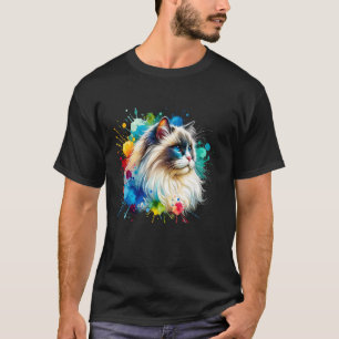 Camiseta Cute Ragdoll Cat Watercolorido Splash Art