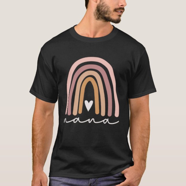 Camiseta Cute Rainbow Boho Nana Minimal Bolsillo Corazón Ab (Anverso)