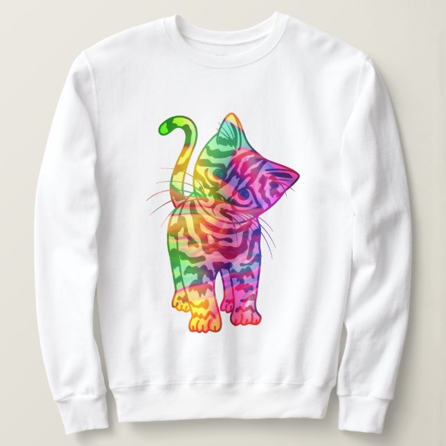 Camiseta Cute Rainbow Cat, diseño de sudadera Hood (Anverso del diseño)
