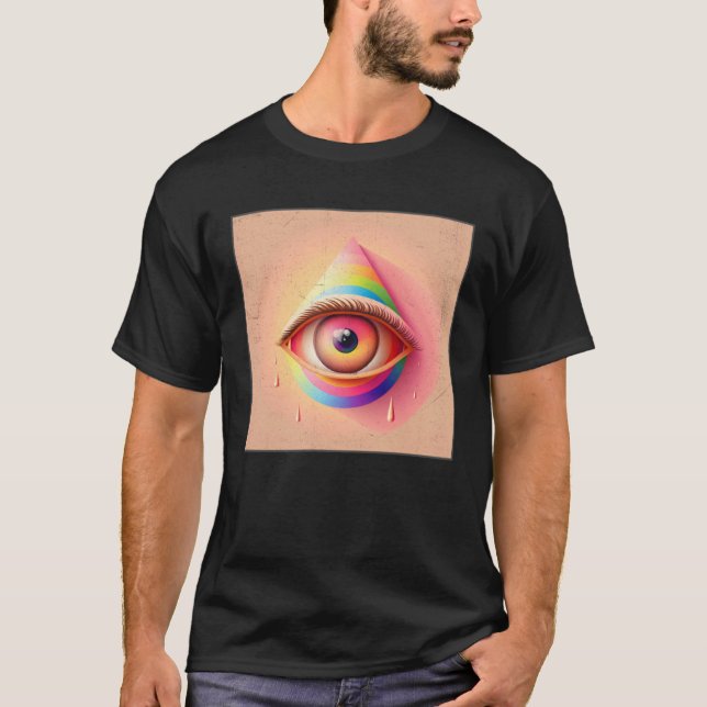 Camiseta Cute Rainbow Eye Illustration Colorful Tears Uniqu (Anverso)