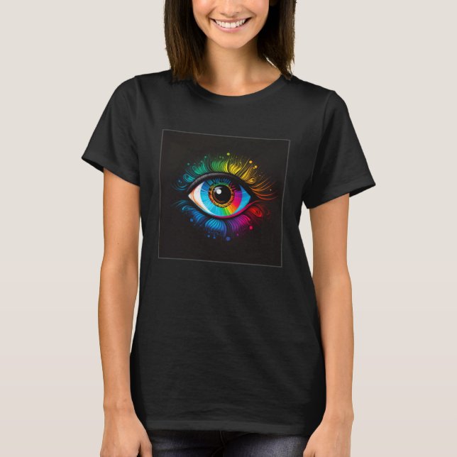 Camiseta Cute Rainbow Eye Illustration Colorful Tears Uniqu (Anverso)