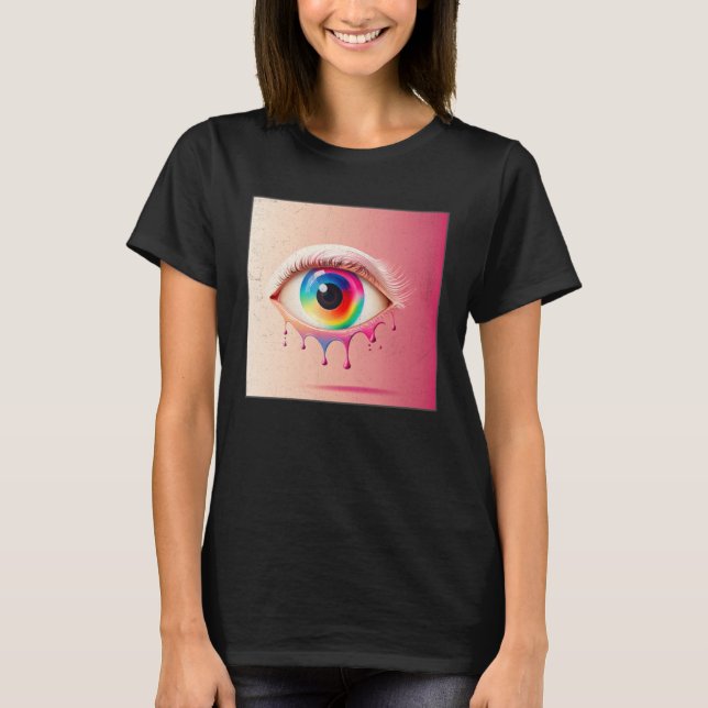 Camiseta Cute Rainbow Eye Illustration Colorful Tears Uniqu (Anverso)