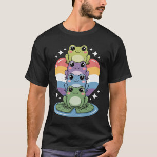 Camiseta Cute Rainbow Frog Stack – Rana Kawaii Pride