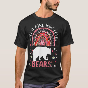 Camiseta Cute Rainbow Just A Girl Who Loves Bears Leopard 