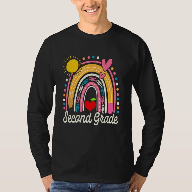 Camiseta Cute Rainbow Second Grade Teacher Student Back To  (Anverso)