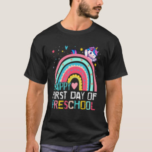 Camiseta Cute Rainbow Unicorn Feliz Primer Día De Preescola