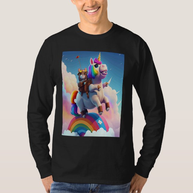 Camiseta Cute Rainbow Unicorn Otter Riding A Unicorn (Anverso)