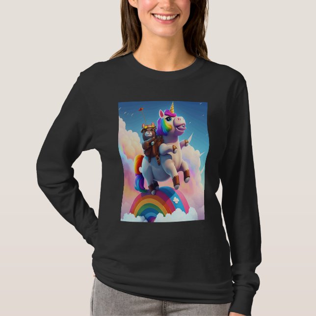 Camiseta Cute Rainbow Unicorn Otter Riding A Unicorn (Anverso)