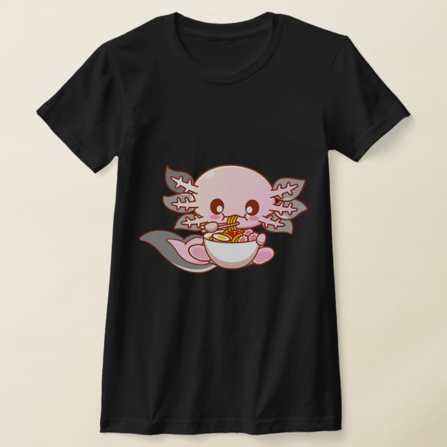 Camiseta Cute Ramen Axolotl Kawaii Anime Chica de comida ja (Distribución)