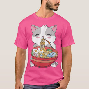 Camiseta Cute Ramen Cat Guay Retro Diversión Extraño Arte B