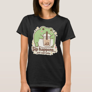Camiseta Cute RANA bebiendo té de burbujas, té de boba