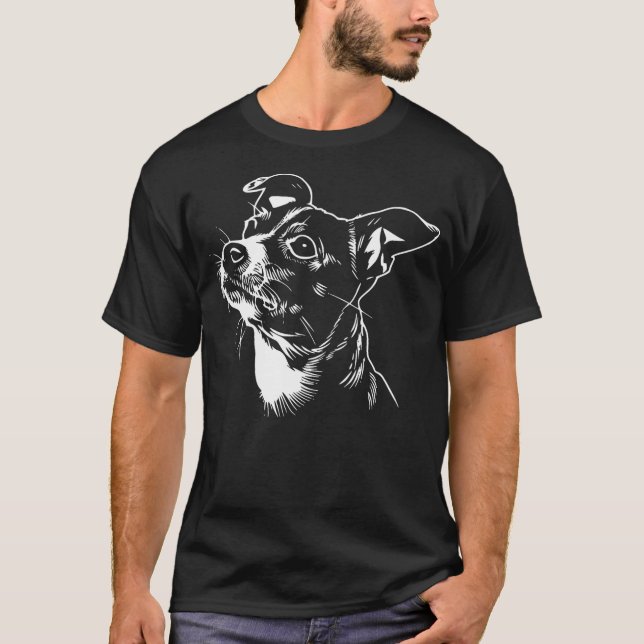 Camiseta Cute Rat Terrier Face Dog Graphic Design (Anverso)
