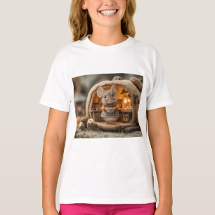 Camiseta Cute Ratón Pequeño en Acogedora Casa de Bellota