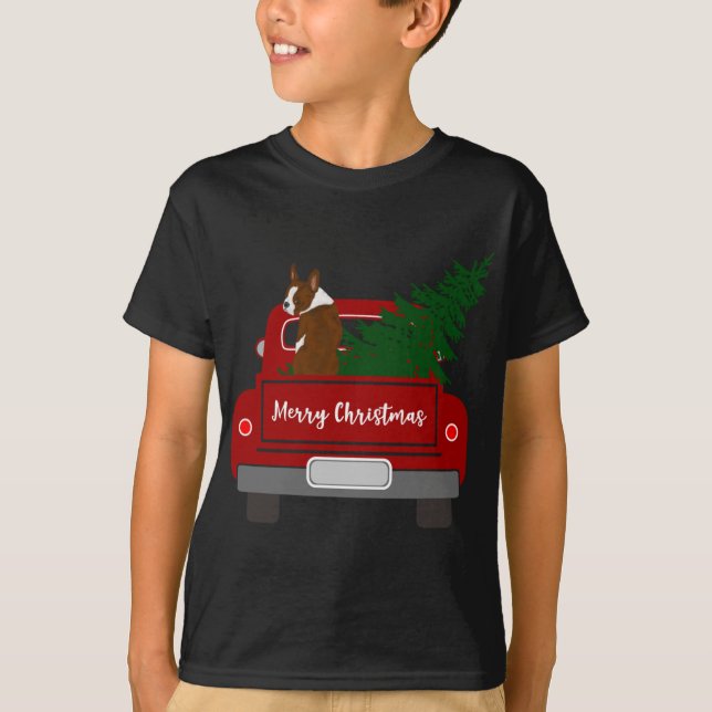 Camiseta Cute Red Boston Terrier - Navidades retro (Anverso)