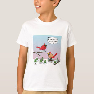 Camiseta Cute Red Cardinal Singing Merry Christmas