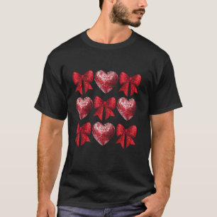 Camiseta Cute Red Coquette Bow Heart Disco Ball Cute Valent