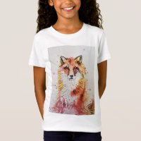 Cute Red Fox Whimsical Watercolor Chicas T Shirt