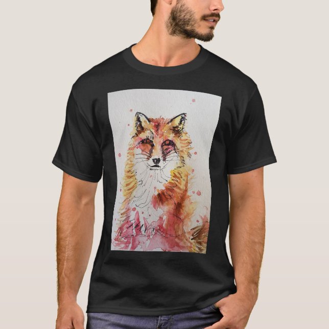 Camiseta Cute Red Fox Whimsical Watercolor Mens (Anverso)