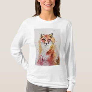 Camiseta Cute Red Fox Whimsical Watercolor Mujeres