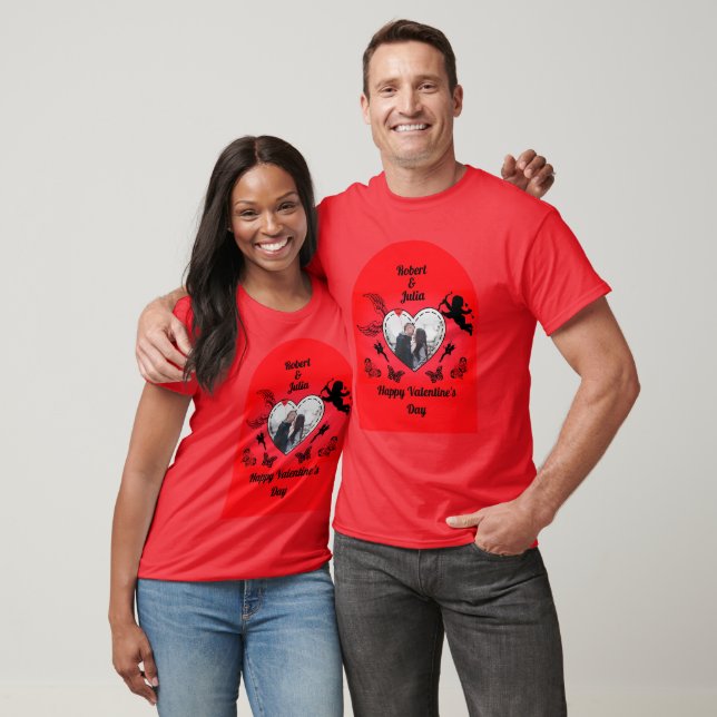 Camiseta Cute Red Heart Photo Cupid Happy Valentines Day (Unisexo)