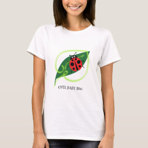 Camiseta Cute Red ladybug Green Love Leaf niñitas