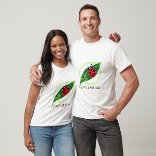 Camiseta Cute Red ladybug Green Love Leaf niñitas