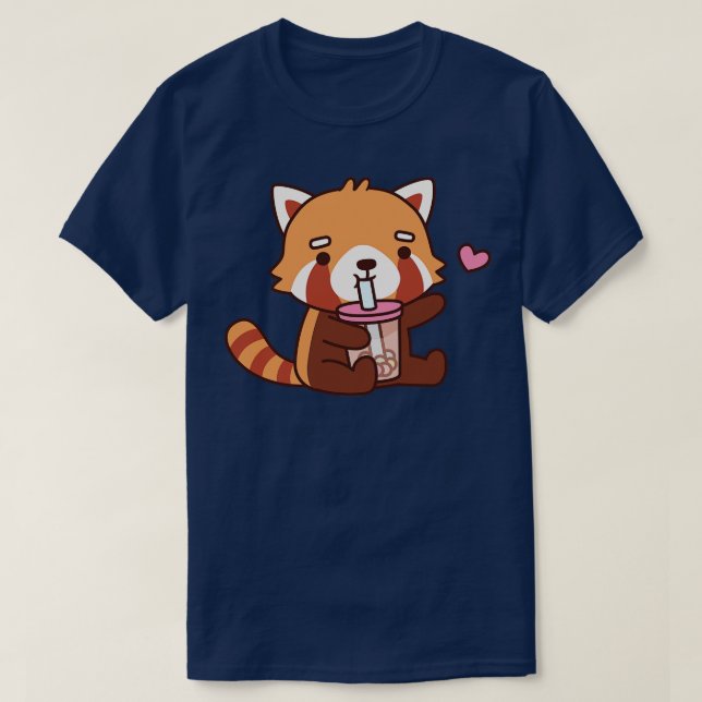 Camiseta Cute Red Panda ama Boba Tea (Diseño del anverso)