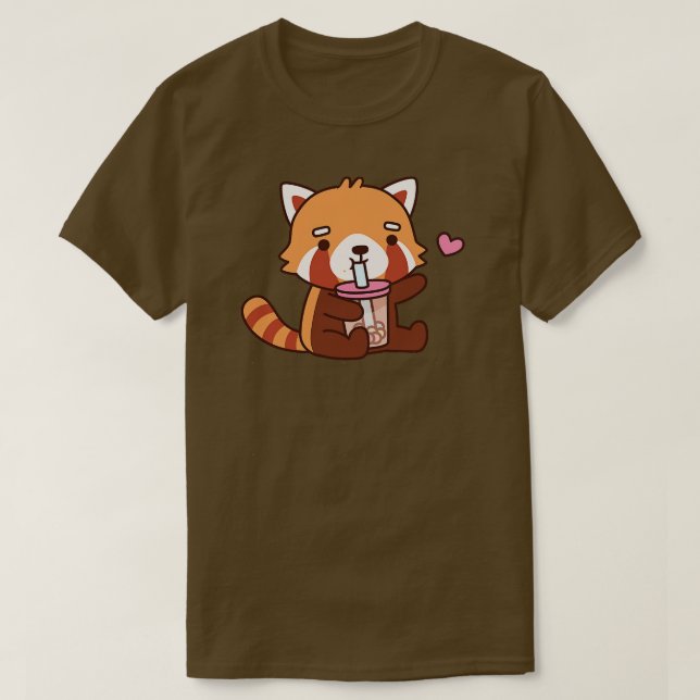 Camiseta Cute Red Panda ama El Té De Burbujas (Diseño del anverso)