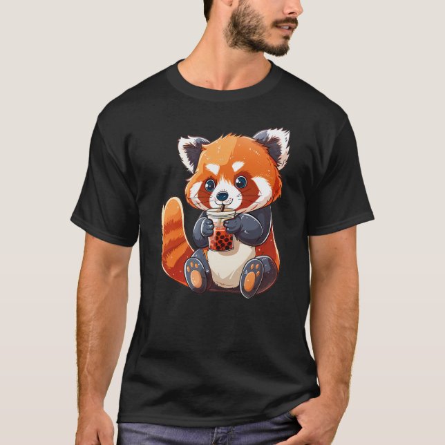 Camiseta Cute Red Panda Bubble Tea Boba Tea Lover (Anverso)