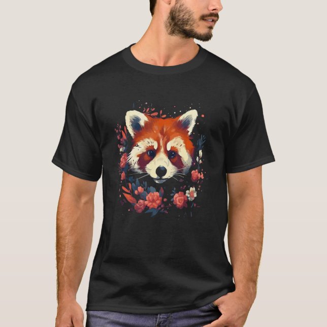 Camiseta Cute Red Panda Flowers Diseño gráfico Animal Lover (Anverso)
