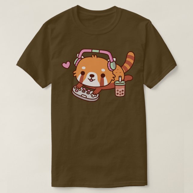 Camiseta Cute Red Panda g con videojuegos (Diseño del anverso)