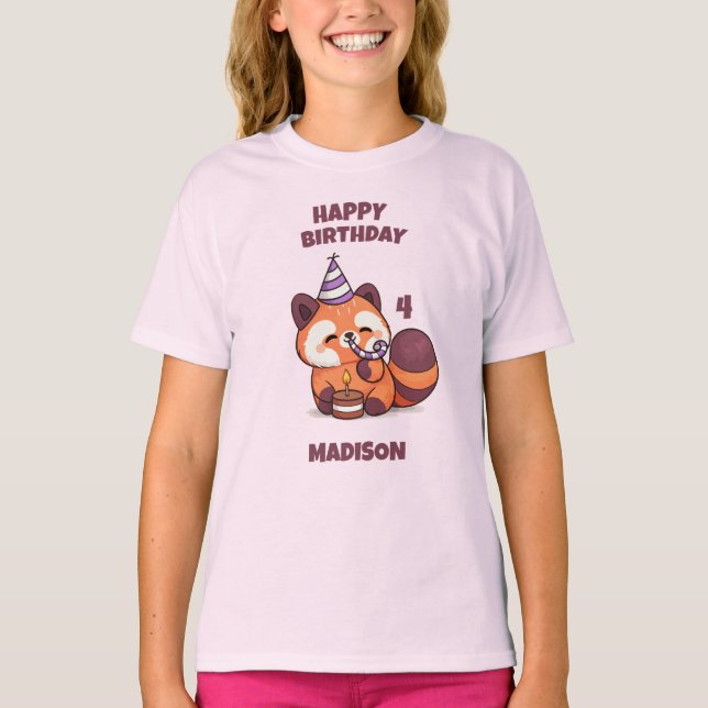 Camiseta Cute Red Panda - Happy Birthday (Anverso)