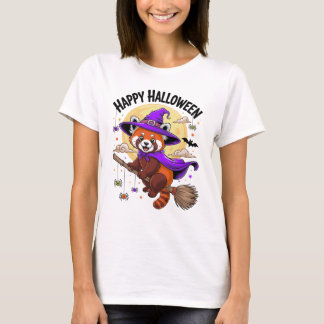 Camiseta Cute Red Panda Happy Halloween Witch Personalizado
