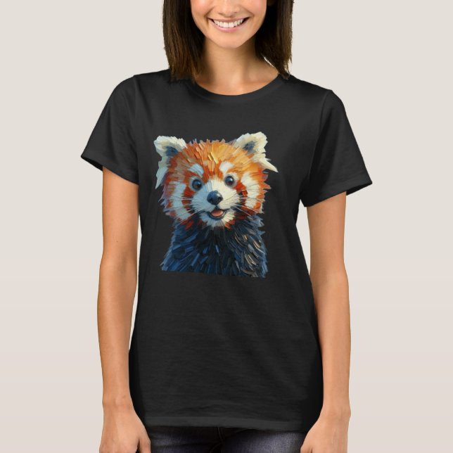 Camiseta Cute Red Panda T-Shirt Oil Painting Style (Anverso)