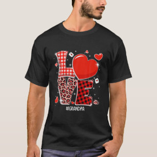 Camiseta Cute Red Plaid Leopardo Amor Abuelo Corazones Vale