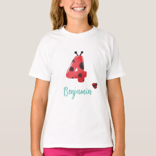 Camiseta Cute red Polka dot Ladybug 4Nacimiento fiesta nomb
